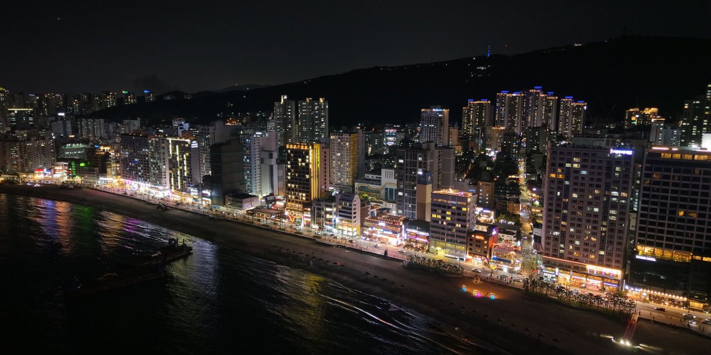 Busan coastline and city skyline in South Korea