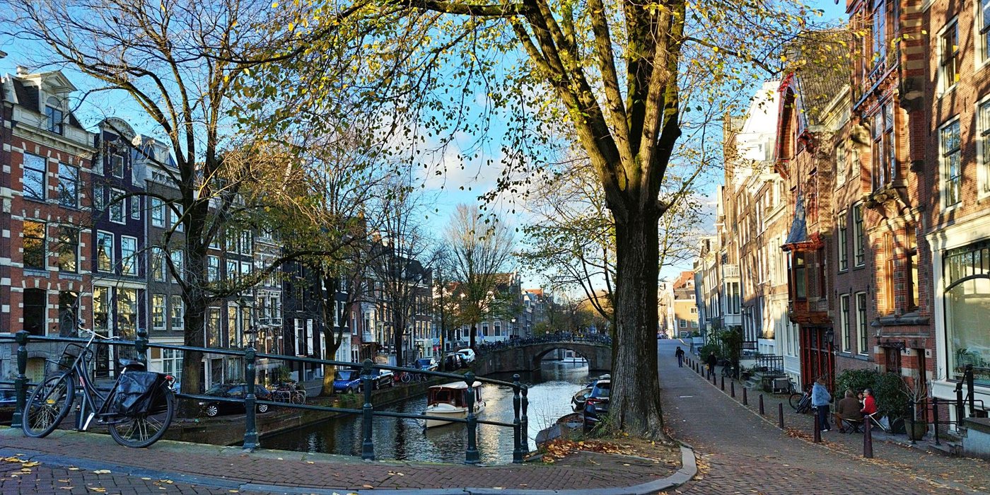 Amsterdam canal houses and bicycles in the Netherlands