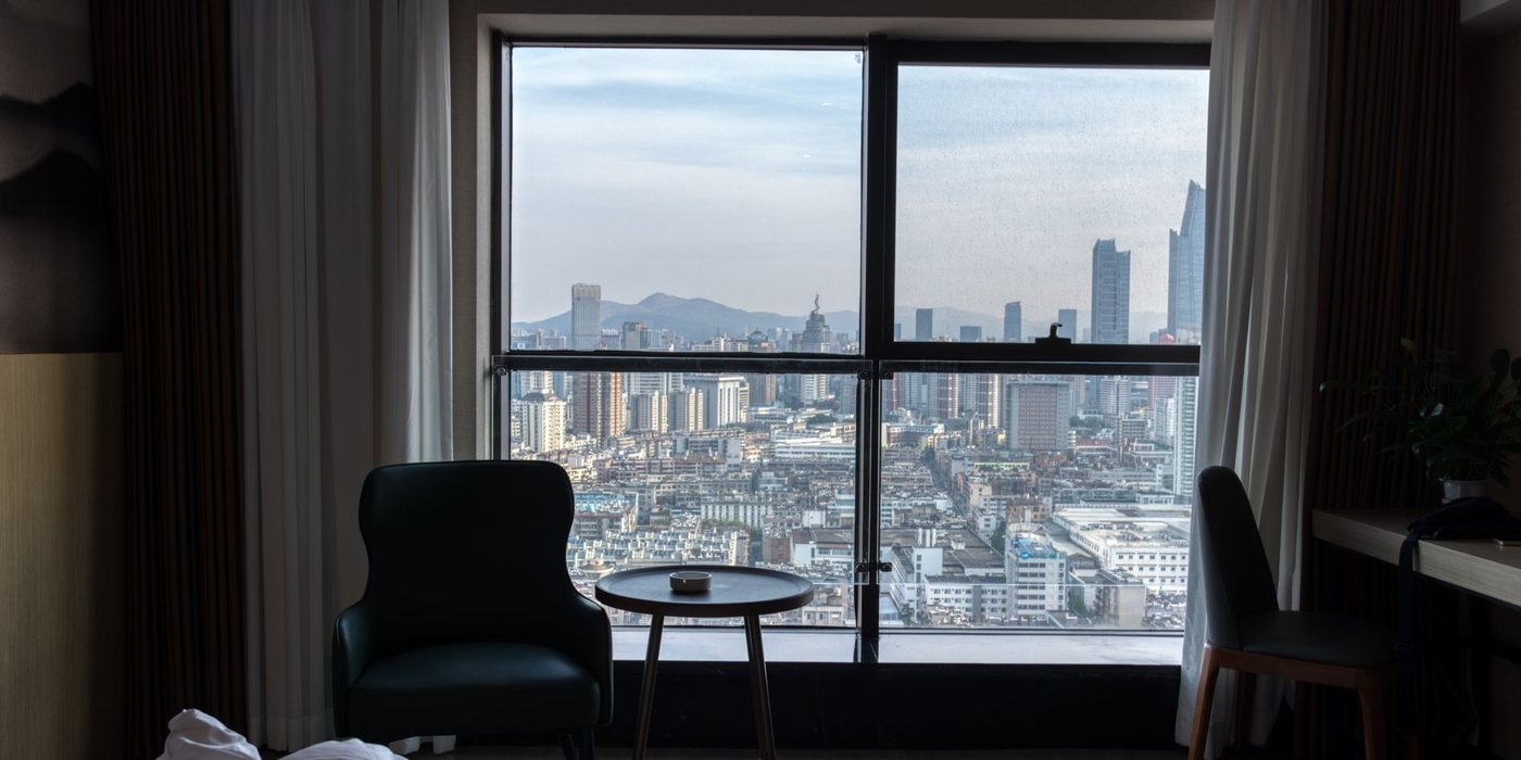 Hotel room prepared for a comfortable city stay